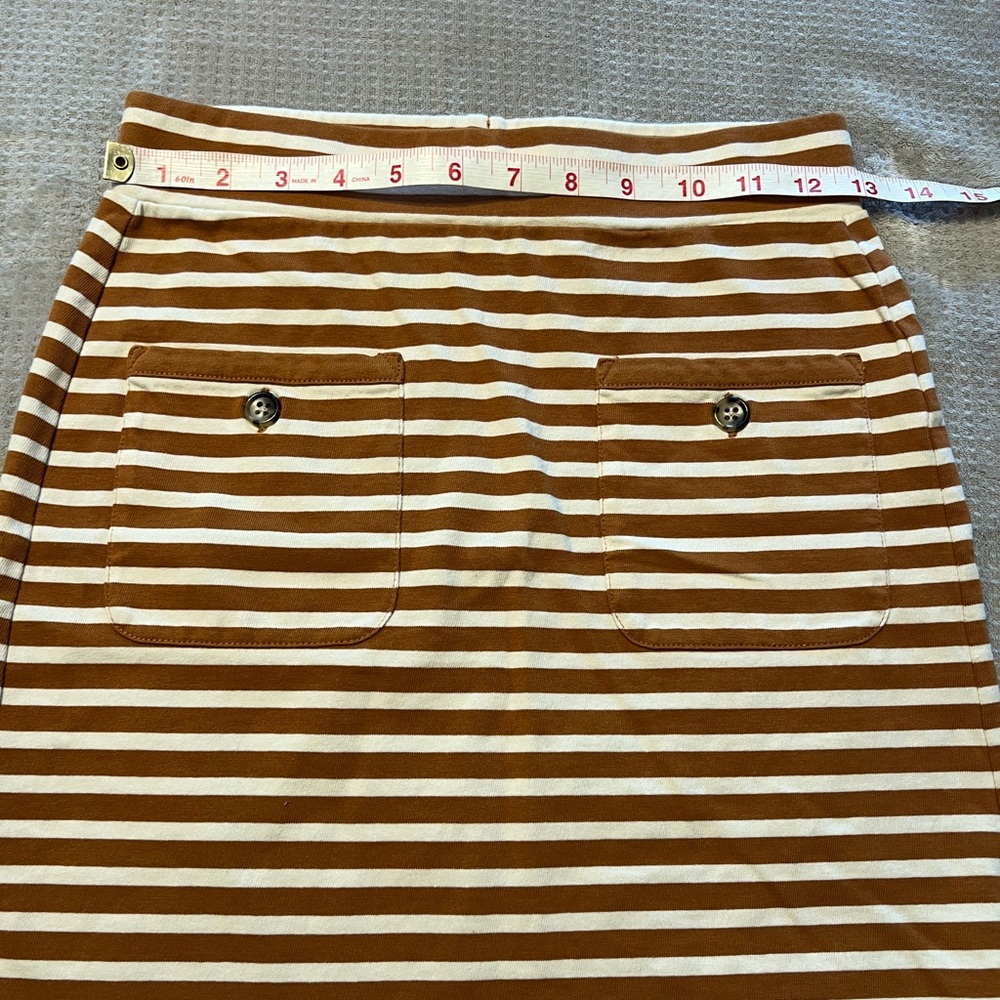 J.Crew Brown & White Striped Skirt XXS | Like New - Picture 5 of 6